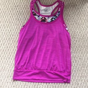 Athleta girls tank top with two layers size 12